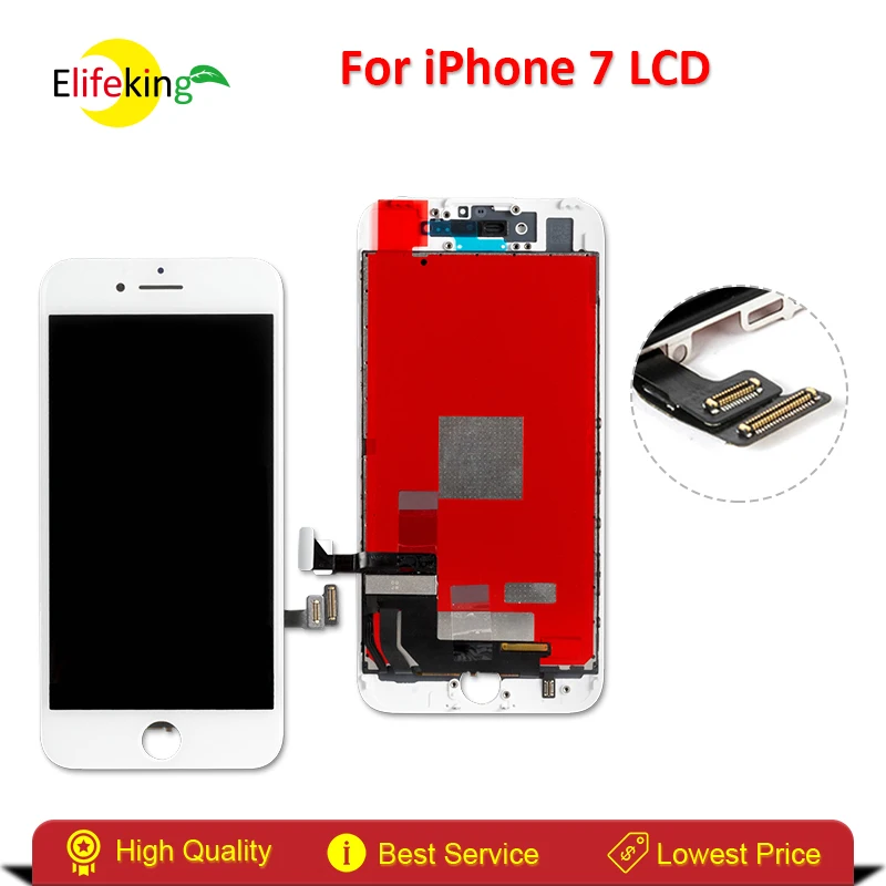 

Elifeking 1pc Good Quality Touch Screen For iphone 7 4.7 Inch LCD Display Replacement No Dead Pixel With Black and White Color