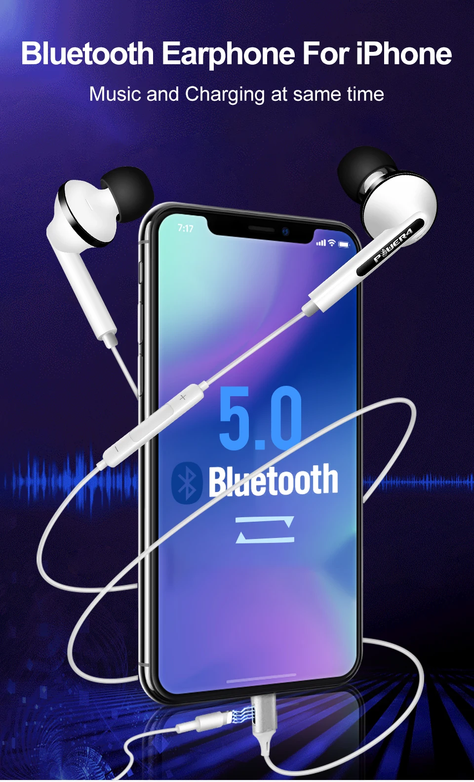 Power4 активные интеллектуальные Проводные головные уборы для iPhone/Lightning Мини Bluetooth беспроводные гарнитуры с зарядкой и музыкой 2 в 1