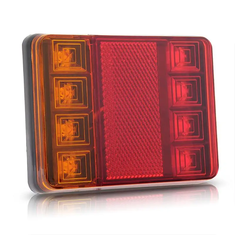 PolarLander 2PCS Imperm/éable 8 LED Feux arri/ère Rouge Jaune arri/ère arri/ère DC 12V pour Camion de remorque Bateau de Voiture Styling Avertissement