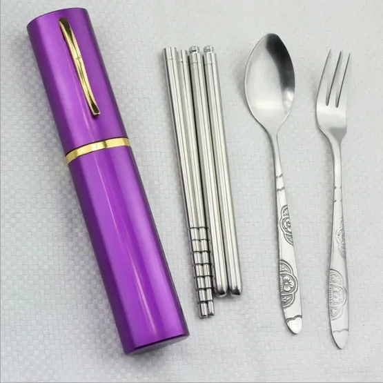 3pcs/set Creative Portable 304 Stainless Steel Dinnerware Set With Container Kids School Picnic Tableware KV 084 | Дом и сад