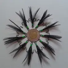 10 шт., Пристегивающиеся крючки, черный/зеленый цвет вспышки, Размер 6