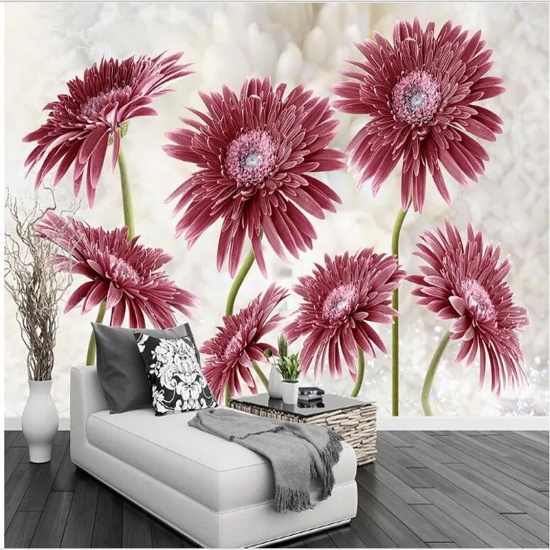 

beibehang Custom large fresco modern simple daisy fresh background wall TV backdrop fabric wallpaper papel de parede para quarto