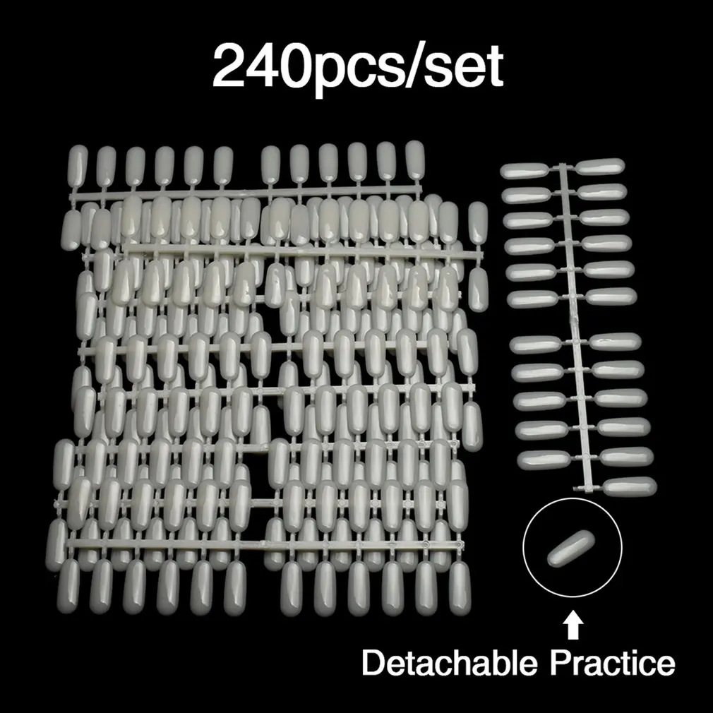 

240pcs Nail Tips Color Card Nail Art Practice Display Tools Clear White Buckle Ring Manicure Color Card for Nail Polish Gel Poly