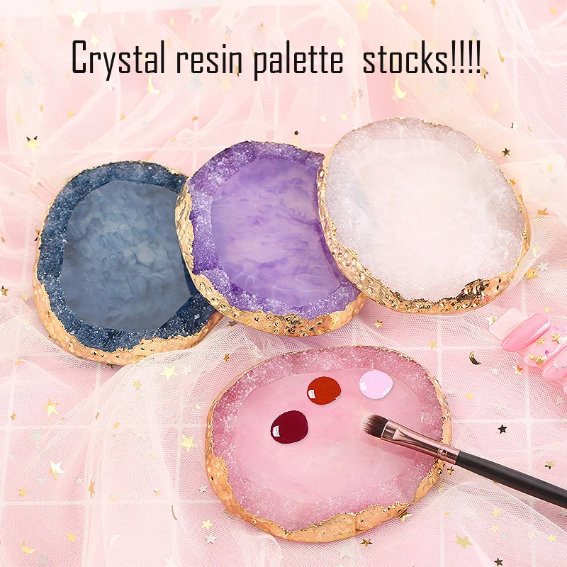 

Crystal Resin Nail Art Painting Gel Palette Natural Polychrome Agate Coloured Painting 4 colors Nail Art DIY Tool drop shipping