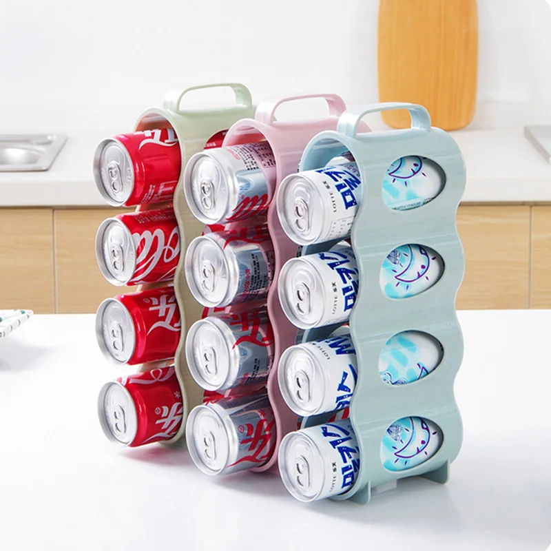 FHEAL Refrigerator Drink Can Storage Box Coke Cans 4 Grids Beverage Finishing Holder Space-saving Drink Bottle Organize Rack (5)