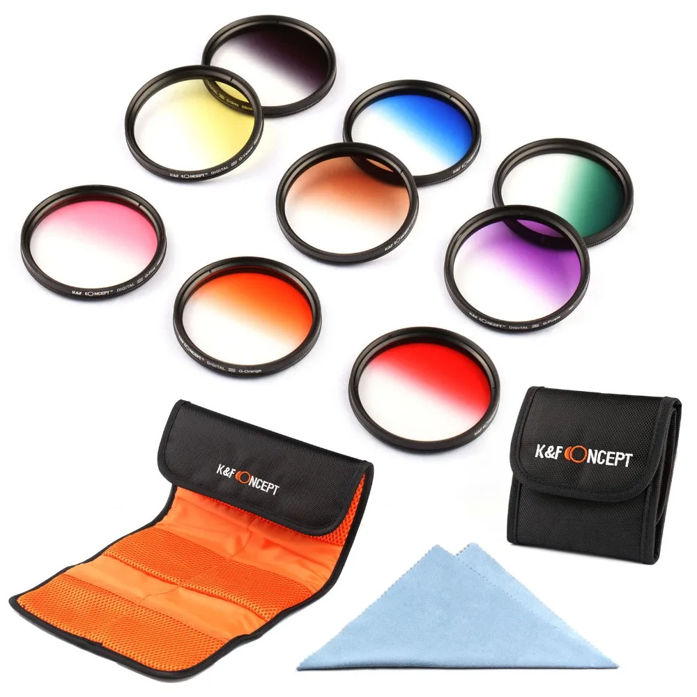 

K&F Concept 9PCS 72mm Neutral Graduated Color Lens Filter Kit For Sigma18-35 17-70 18-250 17-70 For Canon EOS 7D For Nikon D3200