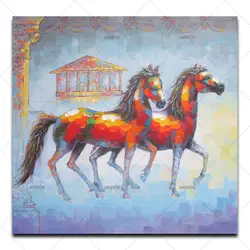 Красивый домашний декор лошадь ручная роспись Картина маслом с изображением животных Рисунок раскраска на холсте картина маслом