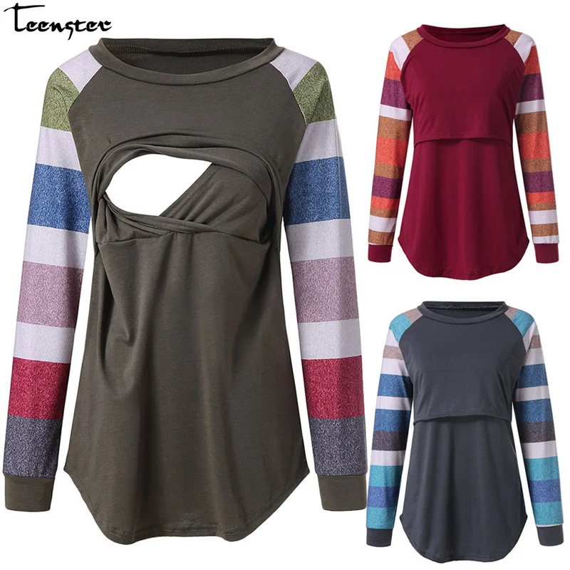 Teenster Maternity Shirt Breast Feeding Clothes Nursing Tops Pregnancy T Shirt Long Sleeve Pregnant Clothes Designer Xxl Women Teenster Maternity Shirt Breast Feeding Clothes Nursing Tops Pregnancy T Shirt Long Sleeve Pregnant Clothes Designer Xxl Women