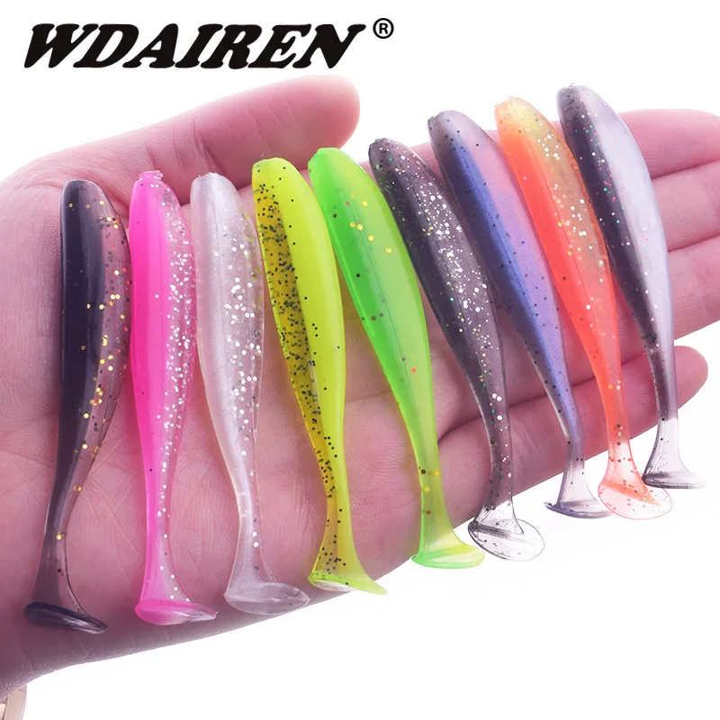 10Pcs/lot Wobbler Fishing Lure 75mm 2.2g Easy Shiner Jig Swimbait Artificial Double Color Silicone Soft Bait Carp Bass Lures