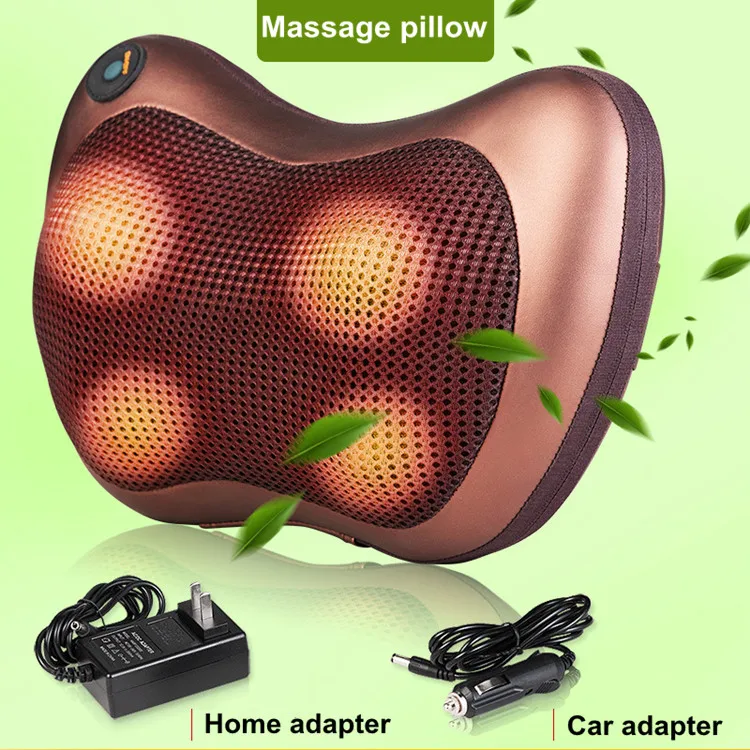 ФОТО One button 12V car neck cervical massage waist back body multifunctional electric massage pillow cushion infrared heated massage