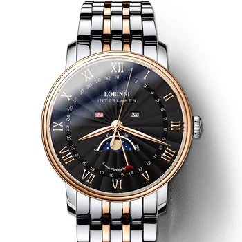 

Switzerland Luxury Brand Men's Watch LOBINNI Watch Men Sapphire Waterproof Moon Phase reloj hombre Japan Miyota Movement L3603M8