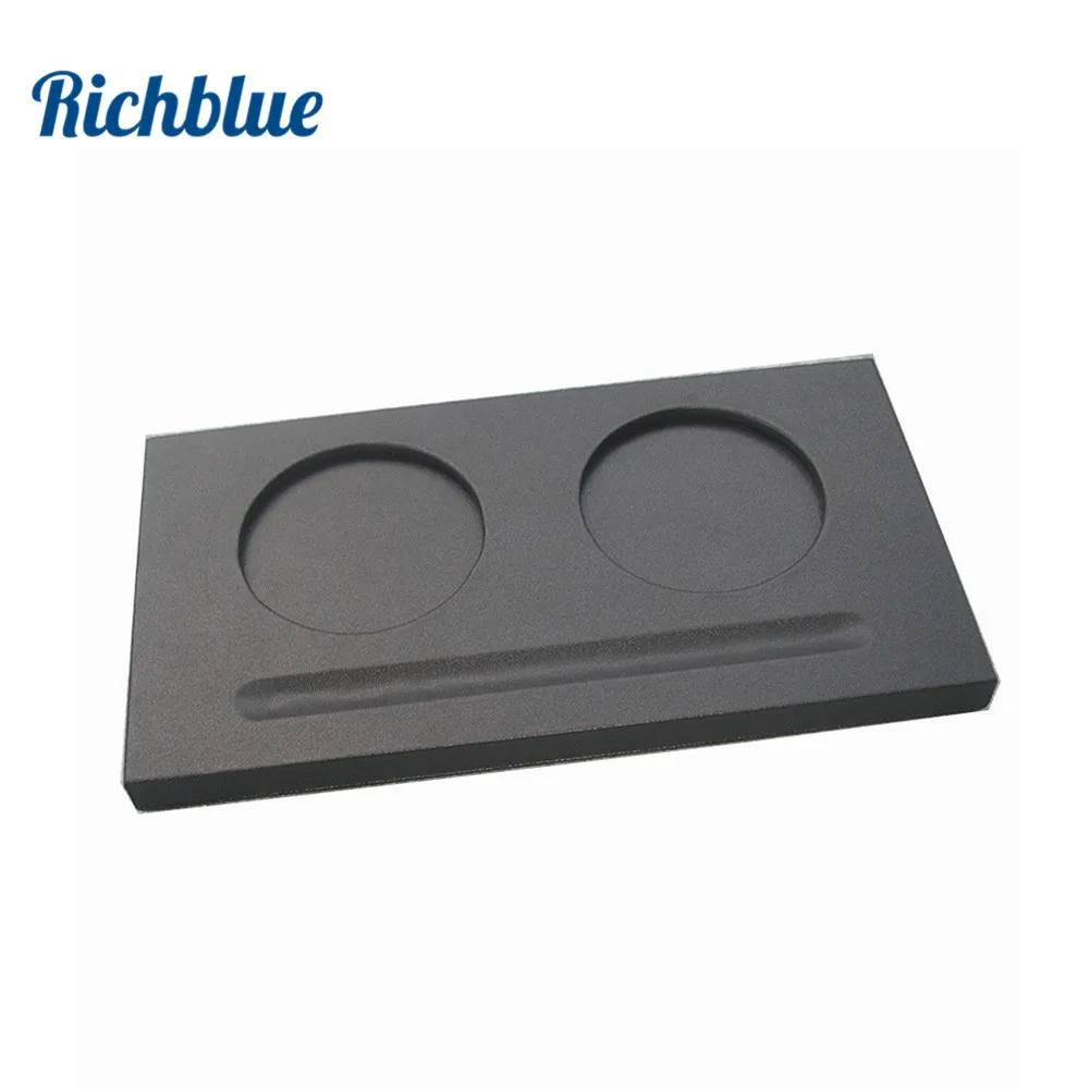 

2-Slot Conference Tea Cup Coaster Pad Table With Pen Holder Two Circles PU Leather Waterproof Insulated Coaster Cup Mat