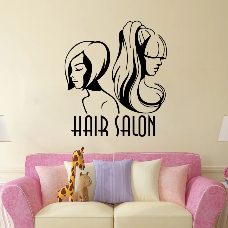 Girls Beauty Hair Salon Vinyl Wall Stickers Fashion Reception Entrance