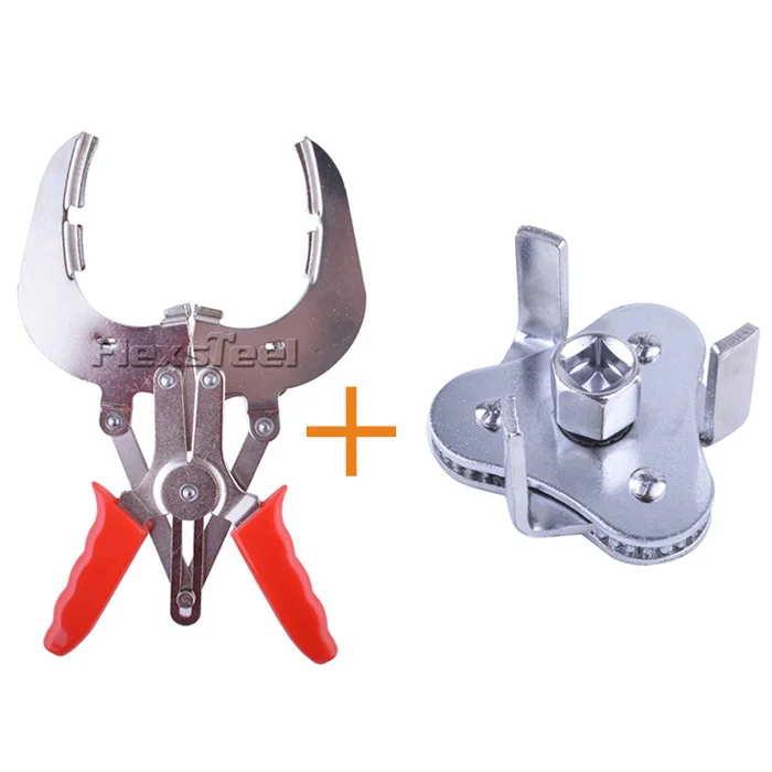 Adjuestable Piston Ring Expander Pliers Install Remover+Two Way Oil Filter Wrench Tool with 3