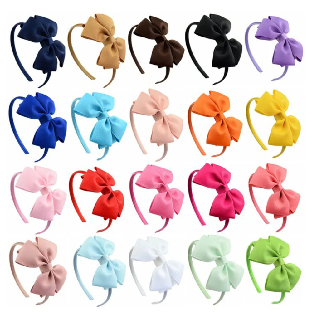 Polyester Ribbed Children's Bow Headband Wholesale Double Layer