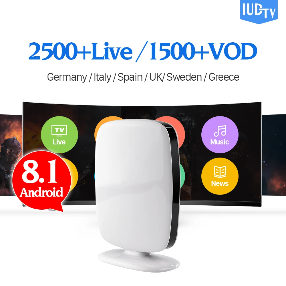 

Swedish IPTV Box Android 8.1 TV Receivers with IUDTV IPTV Subscription Turkey Portugal Spain UK Italia Arabic Sweden IPTV