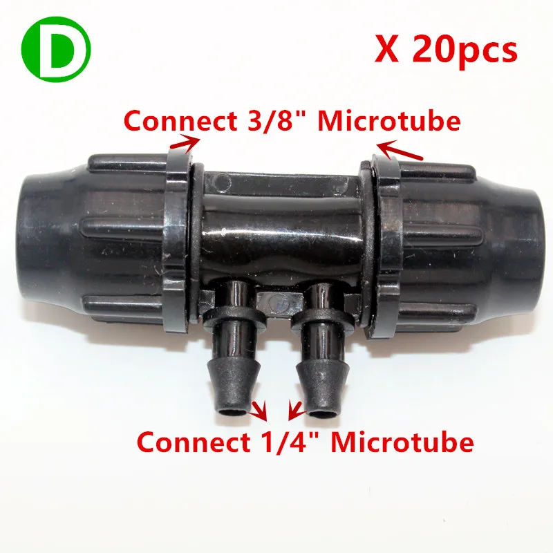 8/11 мм шланговый замок гайка равные тройники Простая установка, устойчивые к ультрафиолетовым лучам садовое растение для полива и орошения трубный тройник U109 - Цвет: D  20pcs