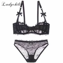 Ladychili frency ультра thinvictoria Нижнее Бельё для девочек для Для женщин интимные сексуальный бюстгальтер Кружево видеть сквозь бюстгальтер и краткий набор soutien n280x