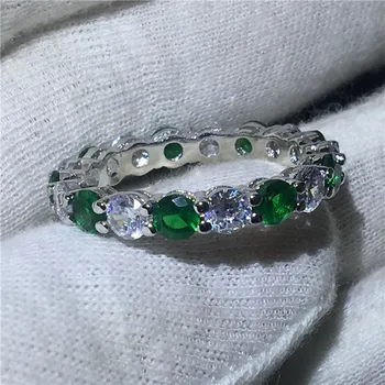 

Fashion Female Finger Jewelry 925 Sterling Silver ring Sona Green 5A zircon Stone Engagement Wedding Band Rings for women Bridal