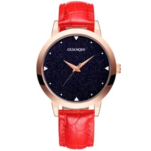 Женские часы GUANQIN montre femme лаконичный дизайн элегантные модные женские кварцевые часы повседневные кожаные Наручные часы relogio feminino
