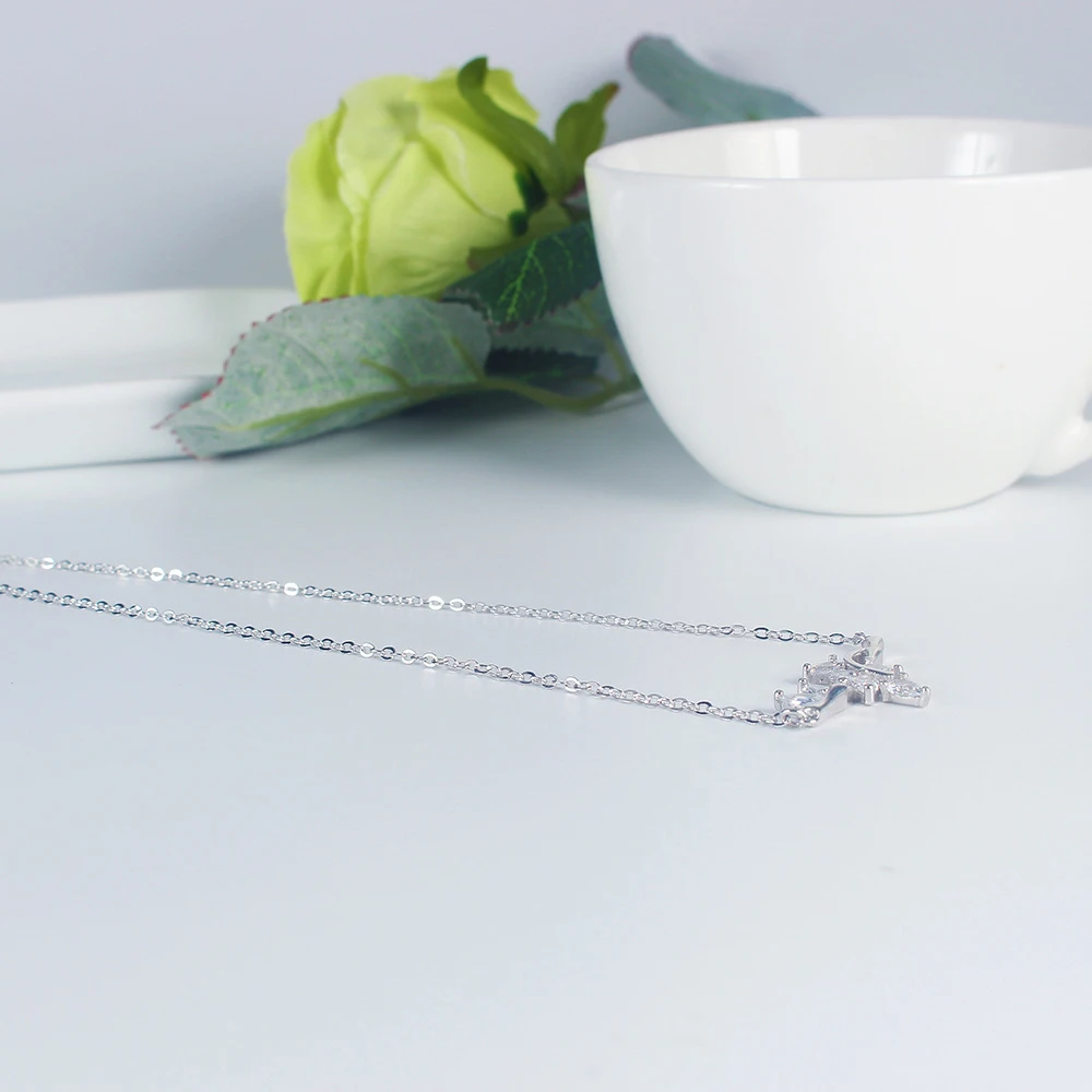 ANENJERY корейские изысканные AAAAA циркониевые Листья 925 пробы серебряные ожерелья для женщин цепочка чокер лучший подарок S-N425