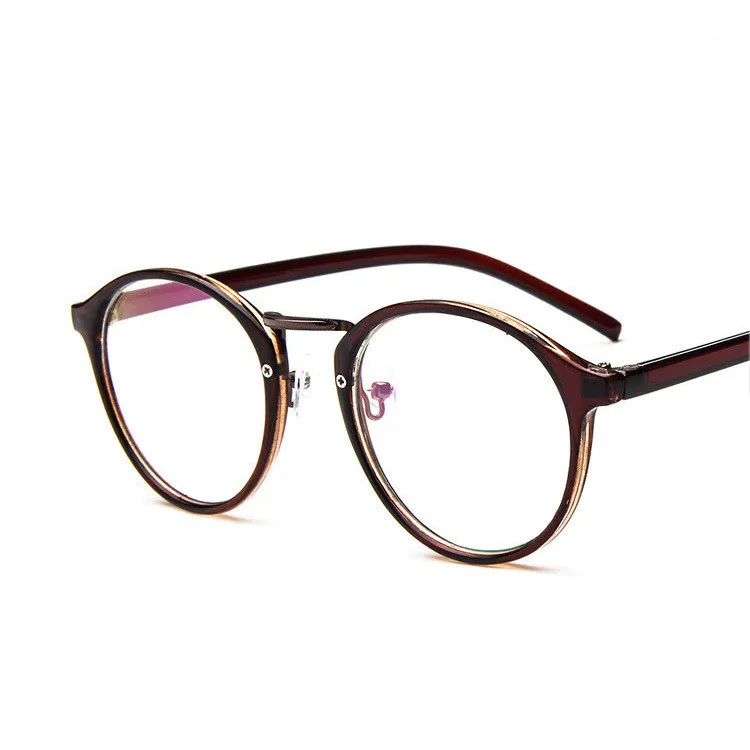 Higodoy маленькие прозрачные круглые женские очки, оправа, винтажные прозрачные очки, компьютерные очки, оправа, модная - Цвет оправы: brown