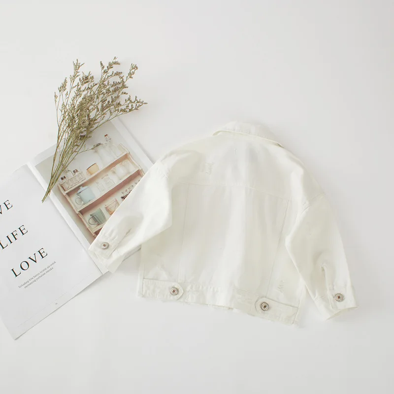 Children Girls Jackets Kid Long Sleeves Turn-down Collar single breast Coats Girl white Denim Outerwear Kids Clothes Hot sale (30)