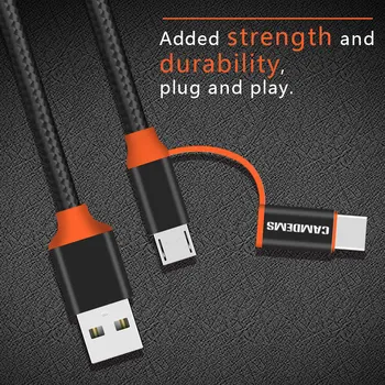 

200pcs CAMDEMS usb 2A Cable 2 in 1 Micro and Type C Cable Fast Charger Data Sync Accessory Bundles for Samsung Huawei xiaomi