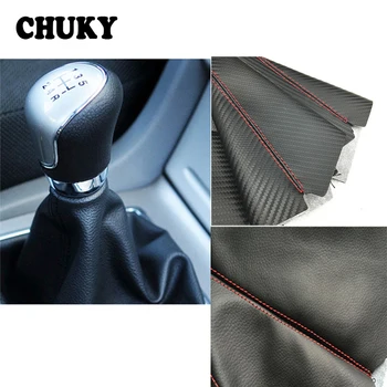 

CHUKY Gear Lever Dust-proof Cover Carbon Fiber Leather For Hyundai I30 IX35 Nissan Juke Subaru Suzuki Vitara Peugeot 207 508 Rio