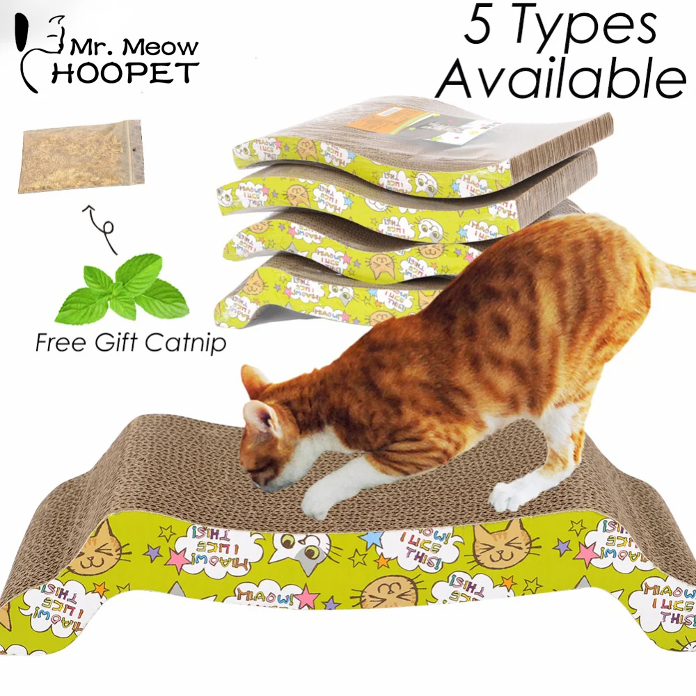

Hoopet Cat Corrugated Scratch Board Pad Durable Double-side Pad Scratch Bed Mat Claws Care Interactive Toy For Pet Cat Training
