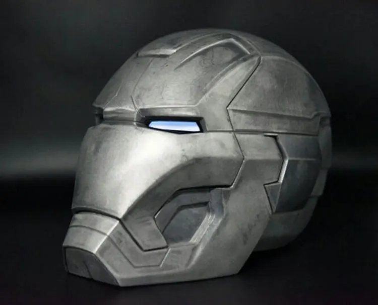 Высококачественный 1:1 масштаб Серебро Золото Битва Косплей Железный человек MK42 Tony Stark шлем из сплава светящиеся глаза электрическая ручная дополнительная игрушка