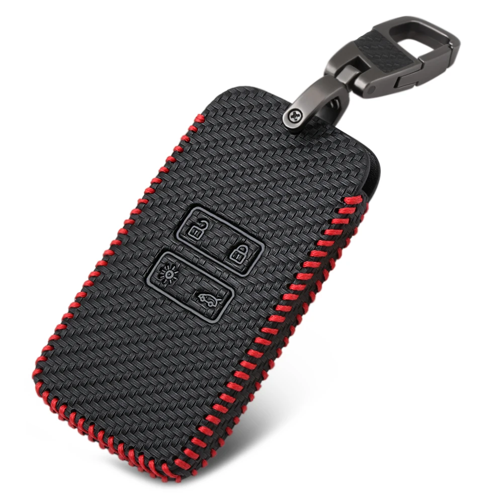 

Carbon Leather Car Key Holder Case Cover Skin Case for Renault Kadjar Koleos 2016 2017 Keyless Accessories For Renault Kadjar