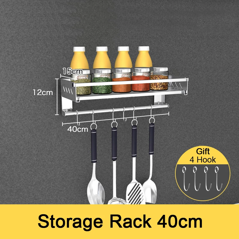 Кухонный стеллаж для хранения из нержавеющей стали, держатель для ногтей, настенный держатель для приправ, полка для хранения бутылок, кухонный Органайзер, инструменты