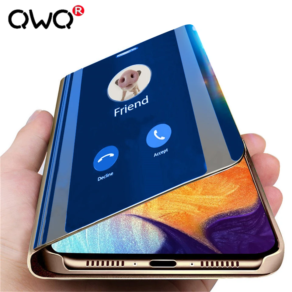 

Luxury Mirror Flip Standing Case For Samsung A50 A70 A40 A30 A10 A20 A90 Leather Case Cover For Samsung S8 S9 Plus S10e Note 9 8