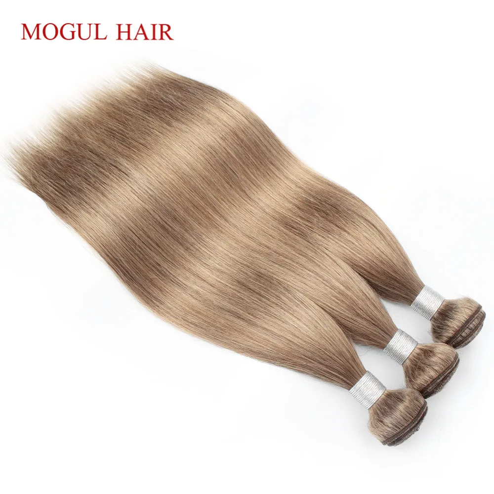 MOGUL волосы индийские прямые волосы Weave Связки Цвет 8 блондинка 3/4 Связки Remy человеческие волосы расширение 16-24 дюймов