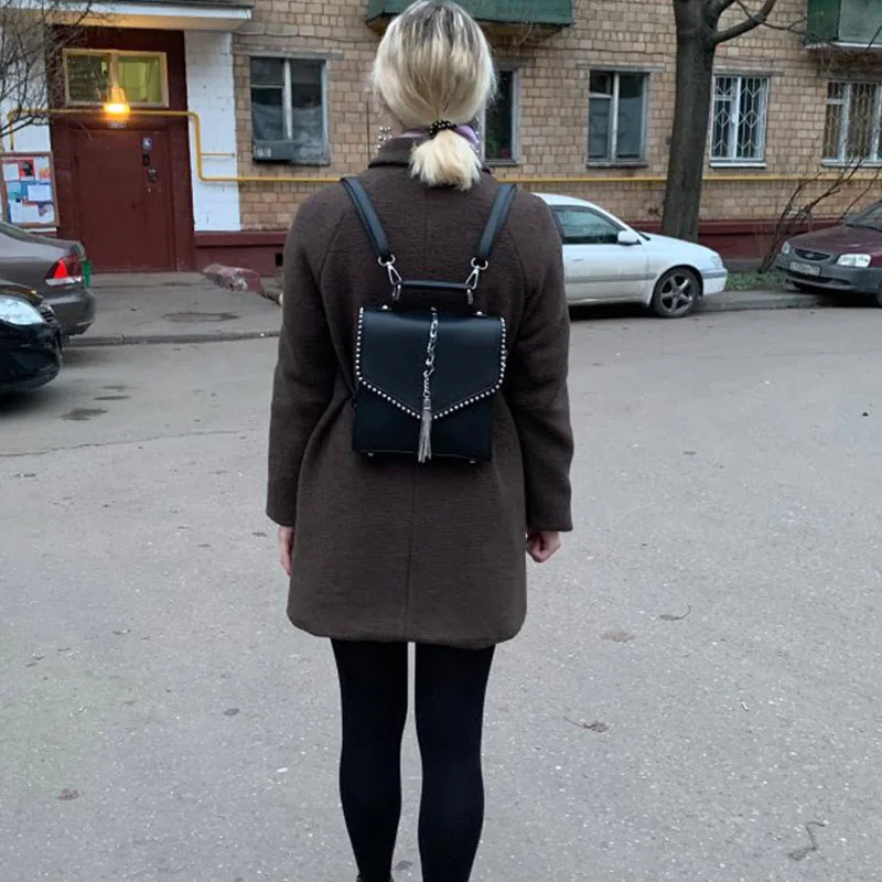 Модные кожаные рюкзаки для девочек-подростков; Bolsa Feminina Mochila; женские рюкзаки с маленькими ушками; сумки на плечо с кисточками; школьный рюкзак