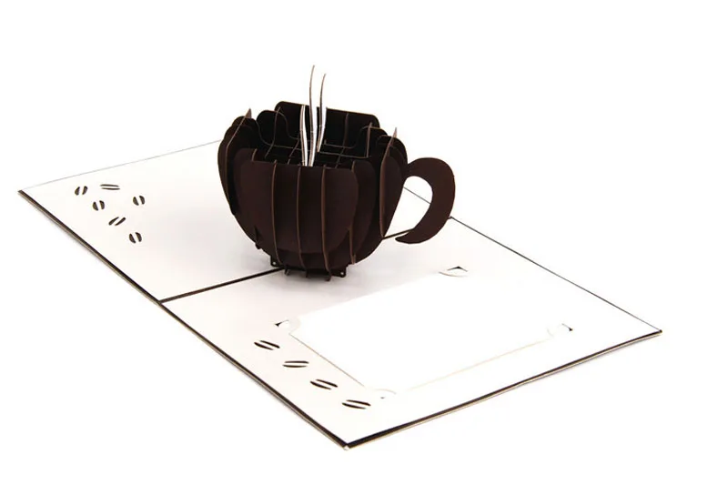 3D лазерная вырезка своими руками резьба черная кружка с Кофе Бумажные приглашения Поздравительные открытки Почтовая открытка Бизнес День рождения креативный подарок