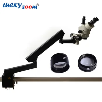 

3.5X-90X Soldering Trinocular Microscope Table Clamp Stereo Microscope Repair Articulating Arm 0.5X 2.0X Objective Len Microscop