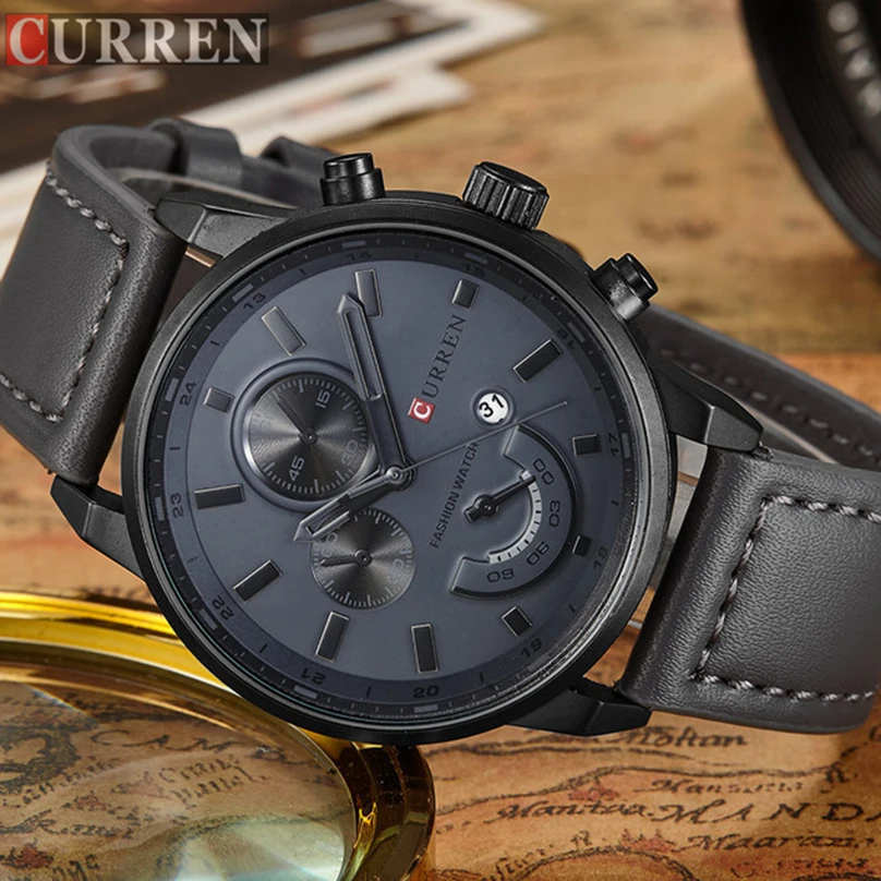CURREN Relogio Masculino Mens Watches Top Brand Luxury Leather Fashion Casual Sport Clock Quartz Watch Men