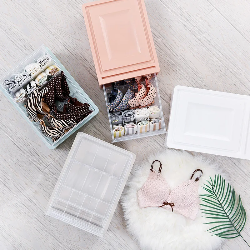  Plastic Underwear Storage Box Modern Home Bedroom Wardrobe Compartment Drawer Bra Underwear Socks D - 32963708408