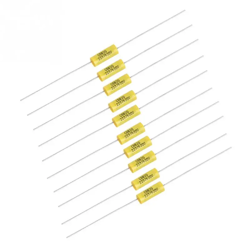 

10Pcs Axial Polyester Film Capacitor with Long Lead 0.022uF 630V for Radio Amplifier