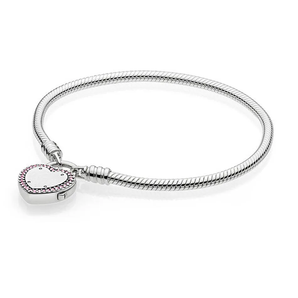 925 Sterling Silver Women Bracelet Bangle Lock Your Promise Bracelet Heart CZ fit Pandora Bead Charm Pendant DIY Jewelry 925 Sterling Silver Women Bracelet Bangle Lock Your Promise Bracelet Heart CZ fit Pandora Bead Charm Pendant DIY Jewelry