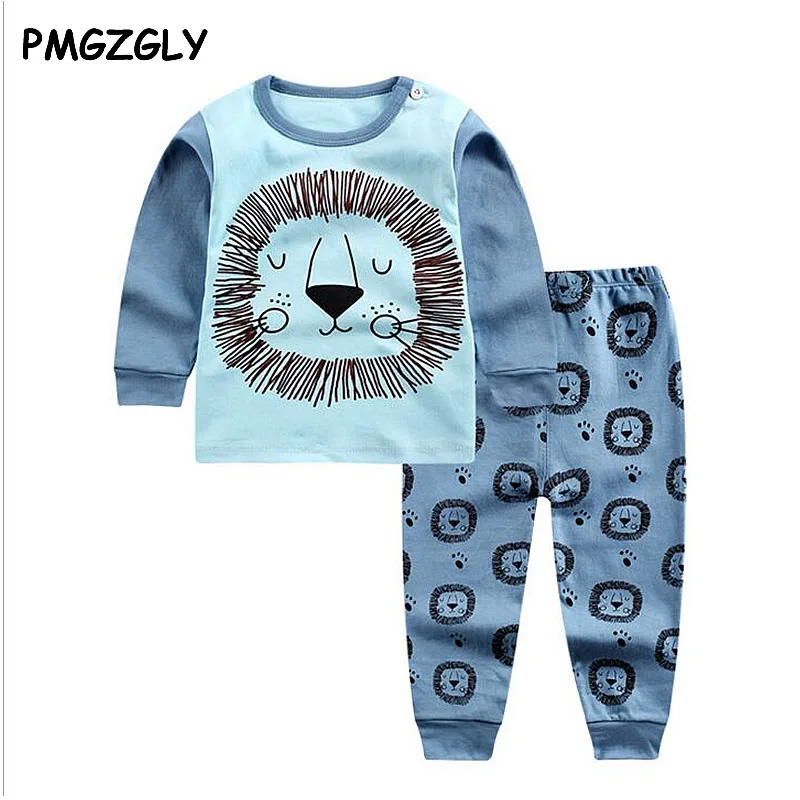 

Children's Sets Cartoon Lion Printing T-Shirts+Pants Boy Kids Clothes Girl Spring Autumn Pajamas Suit Cotton Child Clothing Sets
