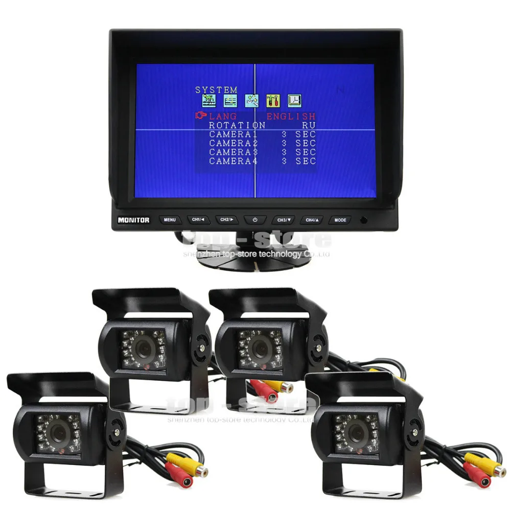 

DIYSECUR 9 Inch Split Quad Display Video Security Monitor + 4 x CCD IR Night Vision Rear View Camera Waterproof