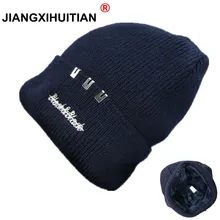 Шерстяные шапки, вязаные мужские зимние шапки, шапки Skullies Bonnet, Зимние головные уборы для мужчин и женщин, Теплые Мешковатые шапки из флиса для спорта на открытом воздухе