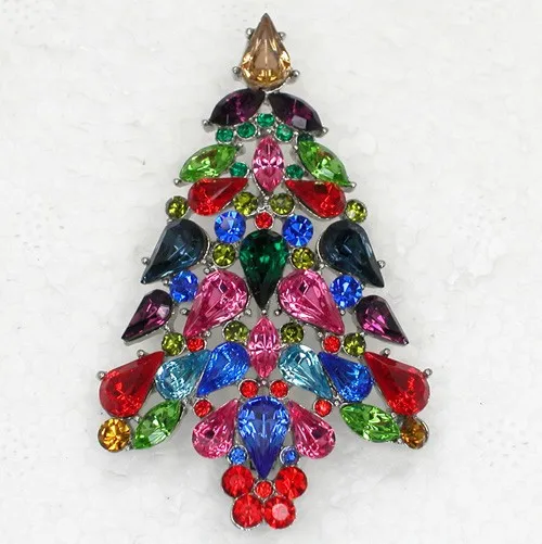 

Colorful Marquise Rhinestone Christmas tree Pin brooches C552 E