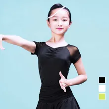 New Fashion gauze short-Sleeve Latin dance clothes top for little girl/children, Tango ballroom costume performance wear G1012