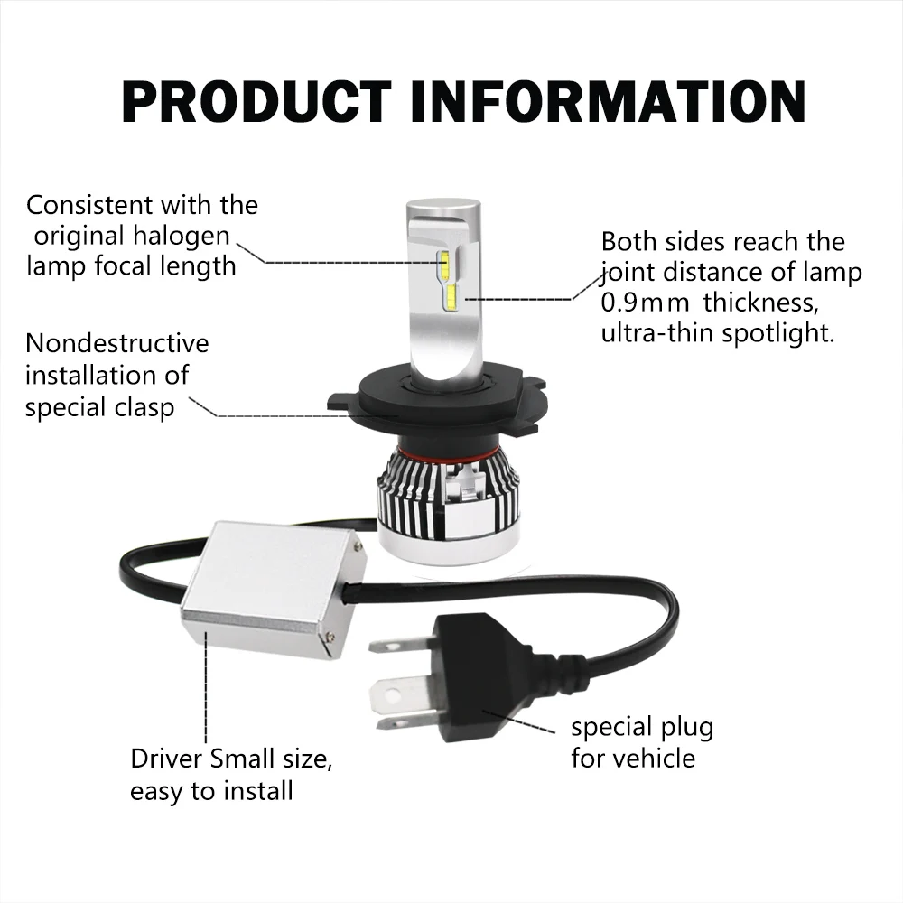 Комплект из 2 предметов мини H4 led H7 canbus H8 H11 120 Вт 12000lm 6500 к Blanc 9005 HB3 9006 анти EMC ошибок