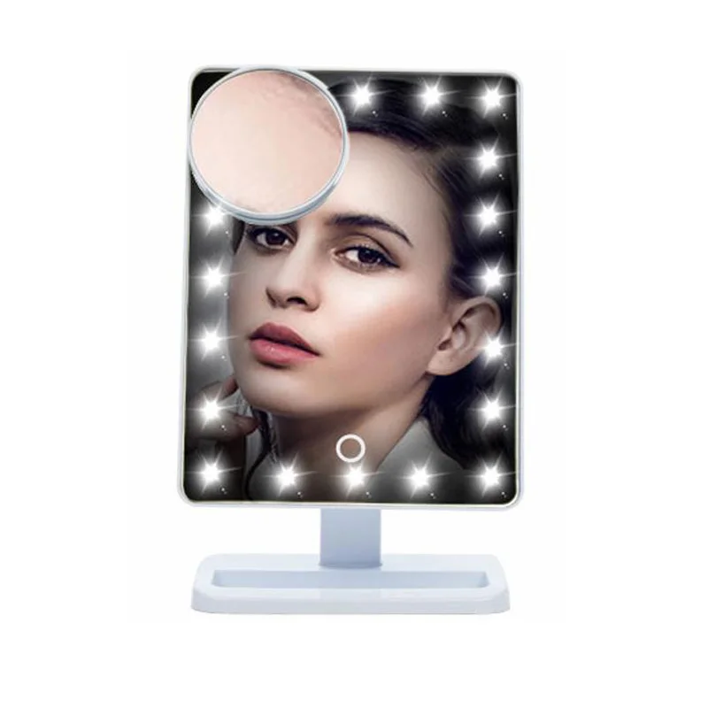 

Adjustable Vanity 20 LEDs Lighted Makeup Mirror Touch Screen Portable Tabletop Lamp Cosmetic 180 Rotating Mirror Make Up Tool