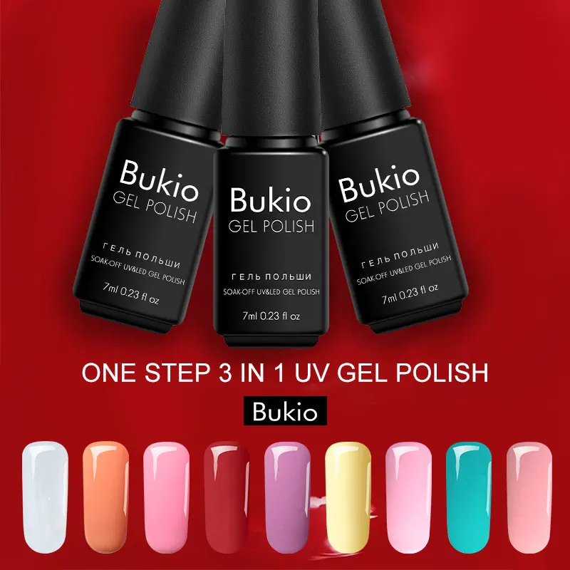 

Bukio One Step 3 In 1 Nail Gel Semi Permanent Polish Nail Design Novelties Gel Varnish Primer for Nails for A Manicure